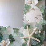 Beach Decor Seashell Mirror - Nautical Sea Glass..
