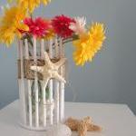 Beach Decor Candle Holder Or Vase - Sm. Nautical..
