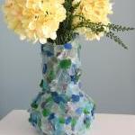 Beach Decor Sea Glass Vase - Nautical Watercolor..