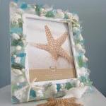 Beach Decor Seashell Frame - Nautical Sea Glass..