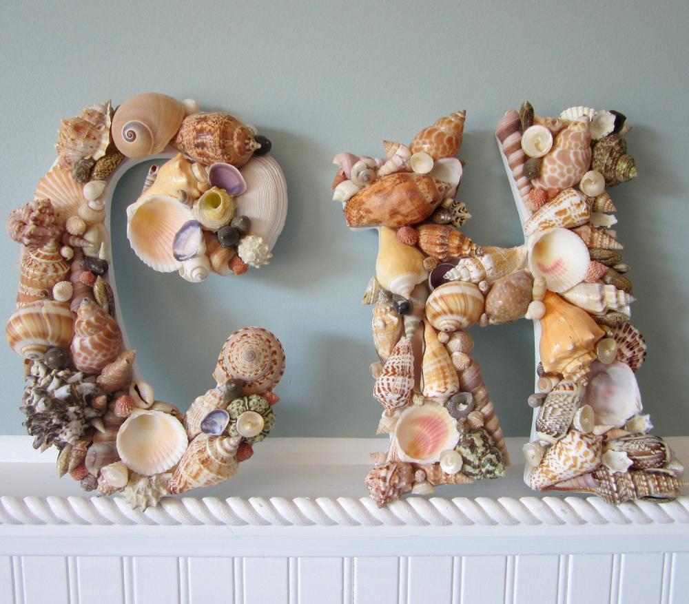 Shell Letters For Beach Decor - Any (2) Nautical Decor Seashell Letters ...