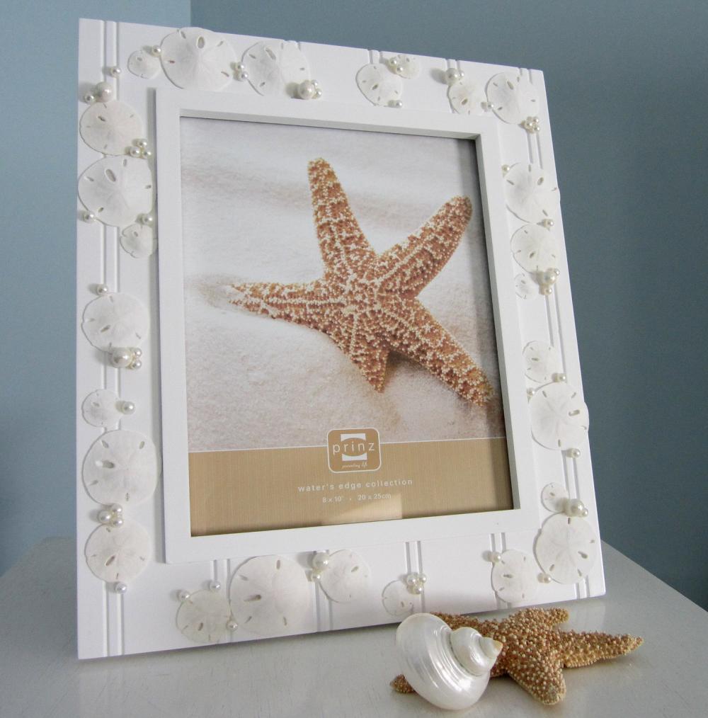 Beach Frames Nautical Beach Decor Shell Frame W Sand Dollars & Pearls