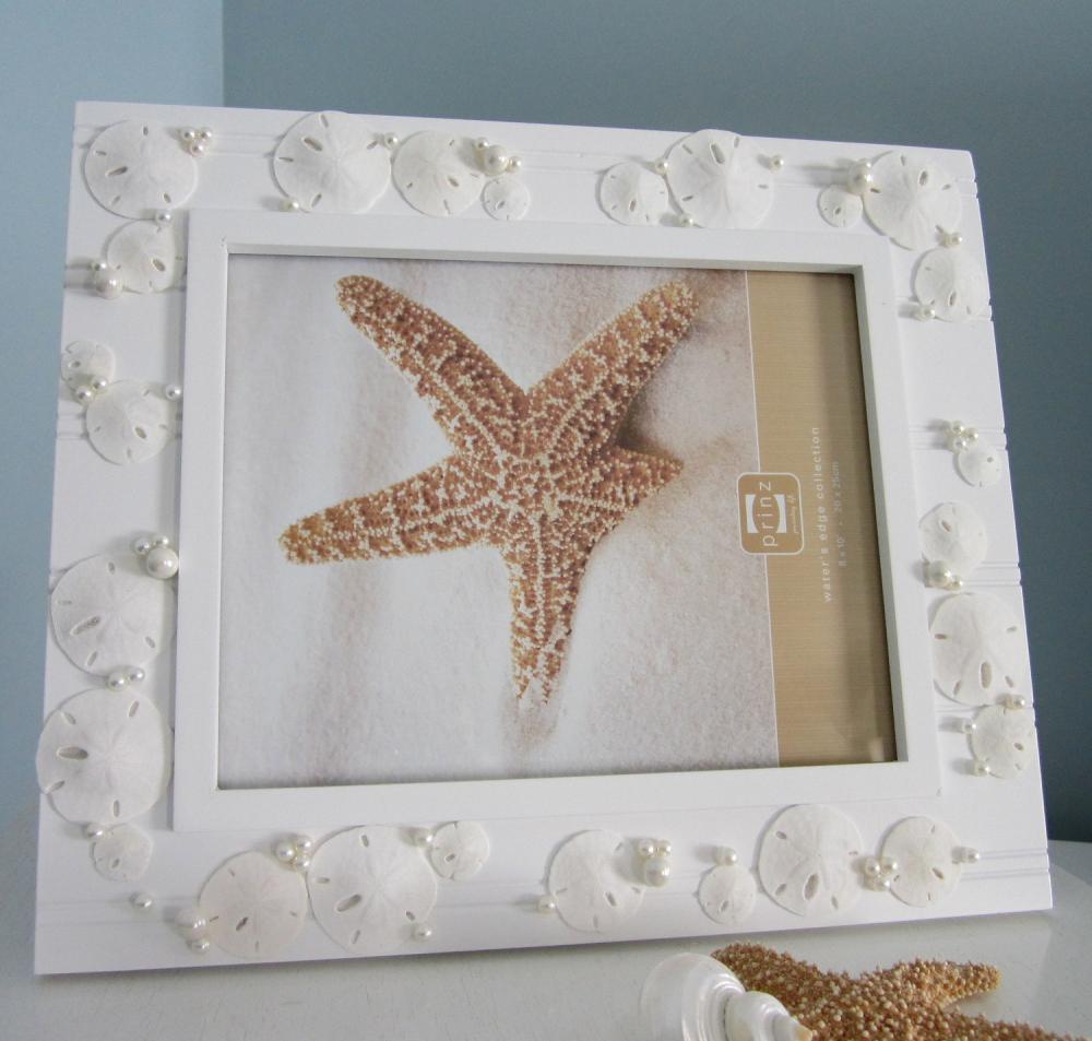 Beach Frames Nautical Beach Decor Shell Frame W Sand Dollars & Pearls