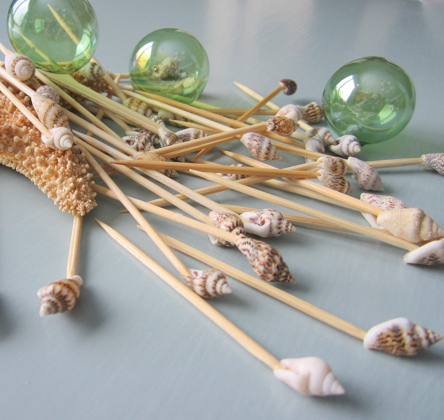 Beach Party Seashell Toothpicks - Nautical Appetizer Tooth Picks W