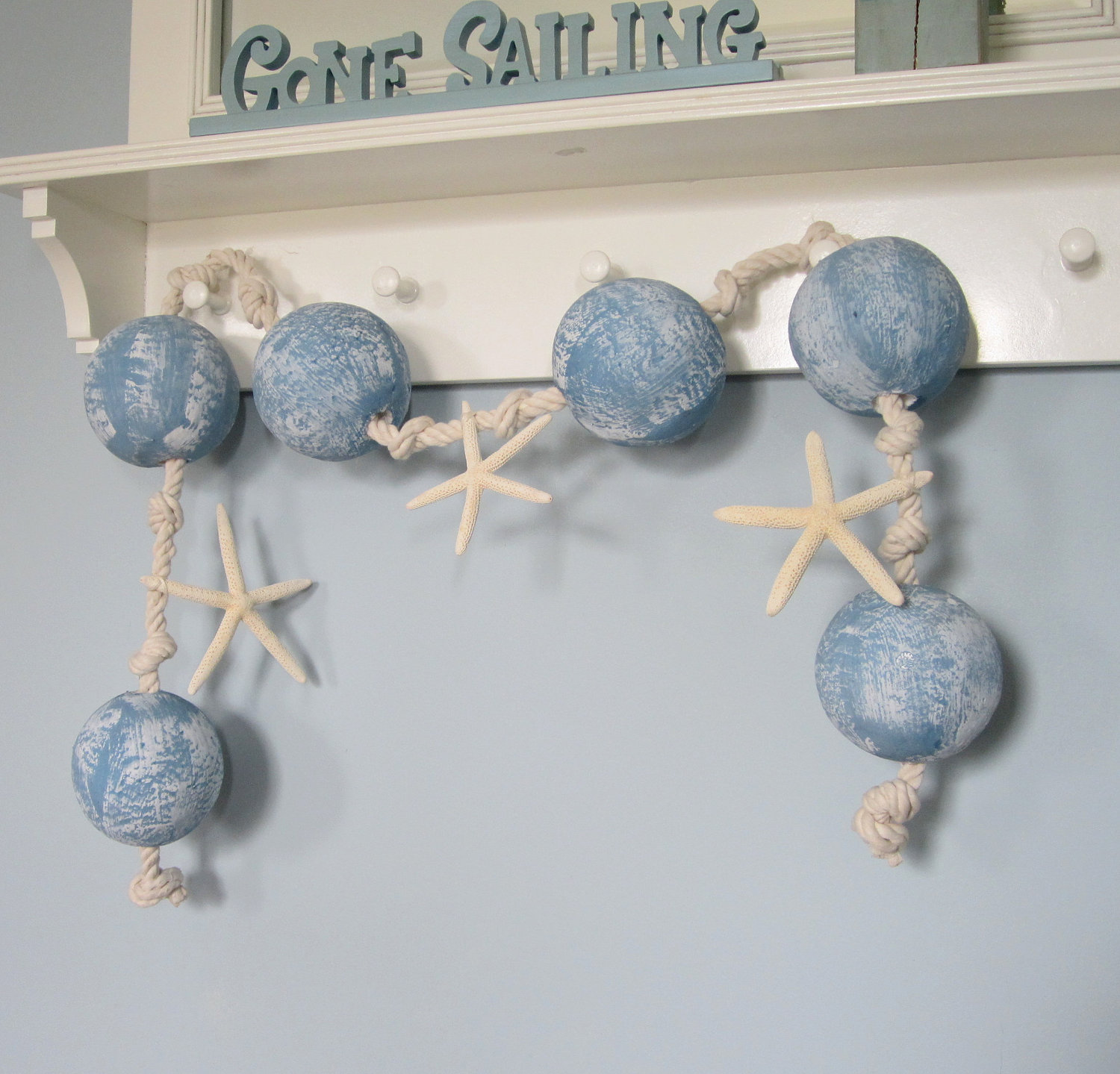 Nautical Decor Starfish Buoy Garland Beach Decor Garland W Floats